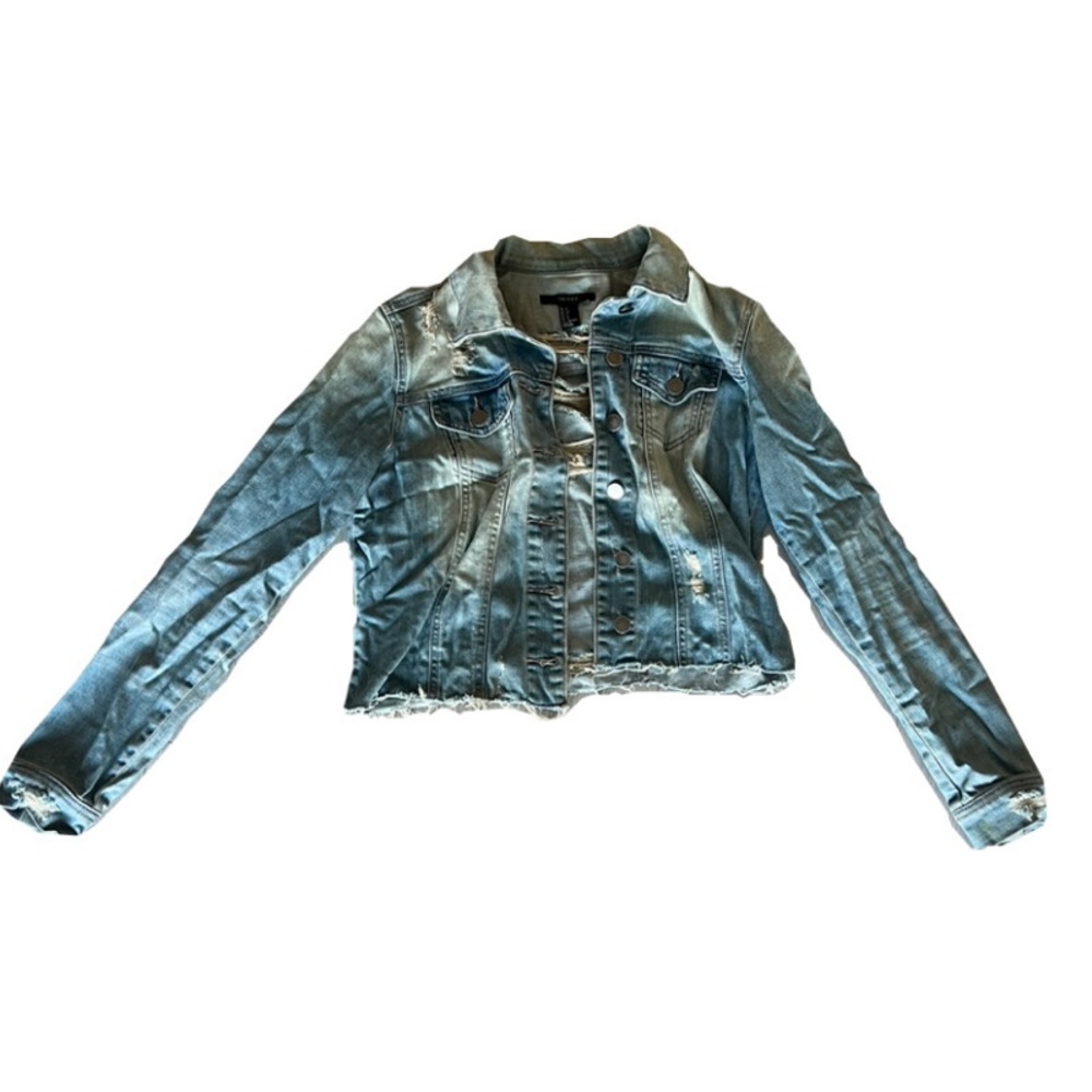 Distressed jean jacket